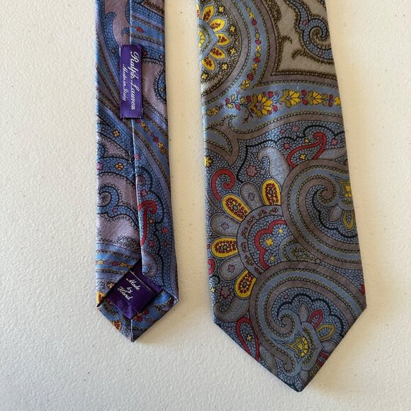 Ralph Lauren Collection Paisley Silk Necktie 60" Made In Italy 100% Silk Handmad - Picture 2 of 11